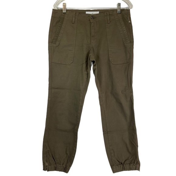 KanCan Pants - Kancan Jogger Pants Women's Sz 28 Green Brown 4 Pocket Cropped Mid Rise $78 Nwot